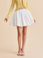 White flared mini skirt