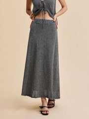 Gray set with sleeveless top and long skirt