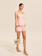 Pastel pink top and shorts set