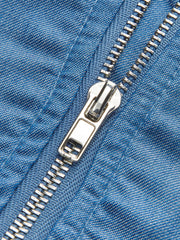 Blue denim ruffled backless top