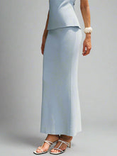 Elegant light blue long skirt