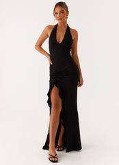 Black long dress with open back and slit