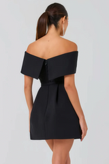 Black strapless mini dress with belt