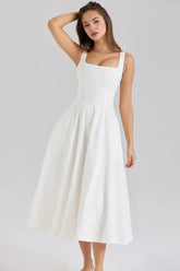 Square Neck Fit and Flare Midi Dress