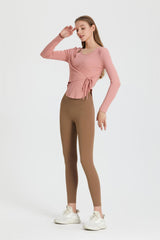 Breathable long sleeve wrap top