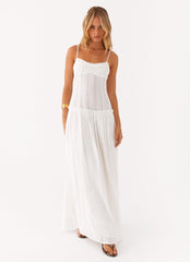 Long white dress with narrow straps