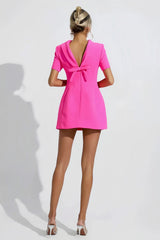 Hot pink high neck mini dress