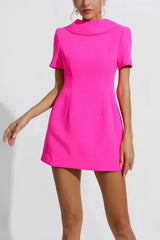 Hot pink high neck mini dress