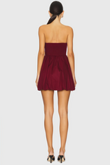 Strapless balloon mini dress with structured cups