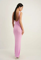Pink ribbed maxi dress