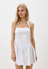 White backless mini dress