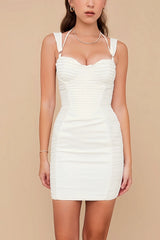 White corset dress with narrow straps