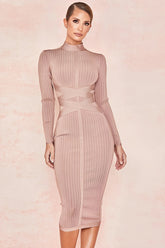 Ribbed bodycon midi dress with wrap detail