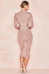Ribbed bodycon midi dress with wrap detail