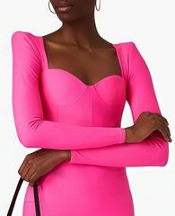 Pink long sleeve bodycon mini dress