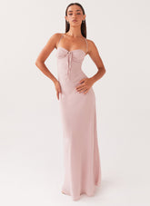 Light pink long dress with bows