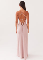Light pink long dress with bows