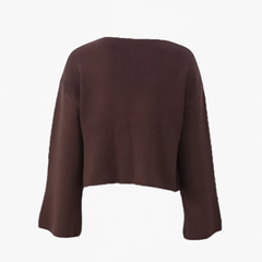 Långärmad stickad cardigan tröja topp