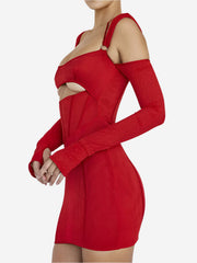 Tight rygglös långärmad miniklänning