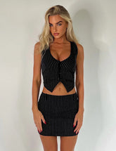 Elegant randig cropväst med minikjol