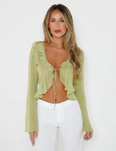 Grön topp med spets framtill