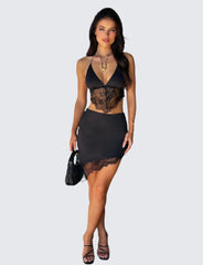Charlote svart crop top med kjol