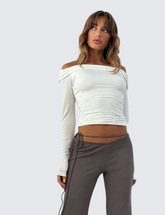 Chic off shoulders topp med ryggutskärning