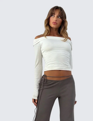 Chic off shoulders topp med ryggutskärning