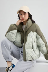 Quilted jacket with sketch print