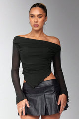 Lumina asymmetrical pleated top