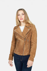 Short jacket with oblique zipper