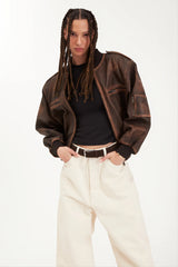 Mila brown leather jacket