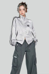 Zip-up tracksuit jacket with stripes