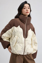Quilted jacket with sketch print