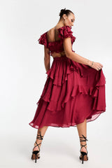 Midi dress with flute sleeves