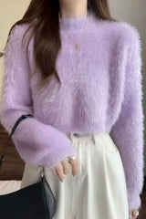 Soft and fluffy crew neck sweater