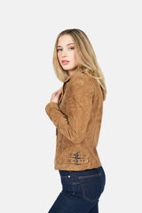 Short jacket with oblique zipper