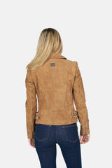 Short jacket with oblique zipper