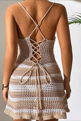 Knitted summer dress with straps