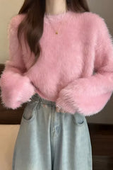 Soft and fluffy crew neck sweater