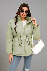 Green cotton jacket with zipper