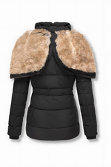 Quilted coat with stand-up collar and hood