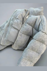 Light gray quilted short jacket