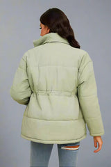 Green cotton jacket with zipper