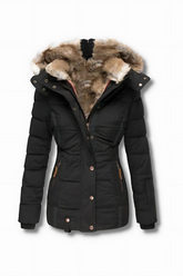 Quilted coat with stand-up collar and hood