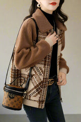 Brown plaid raglan jacket