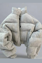 Light gray quilted short jacket