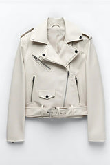 Leather jacket with belt