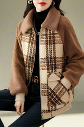Brown plaid raglan jacket