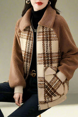 Brown plaid raglan jacket